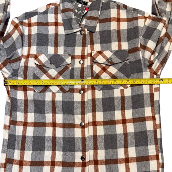 HFX Gray Plaid Flannel Shirt Jacket Shacket Size Medium - Picture 3 of 4